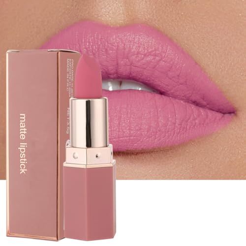 Matte Lipsticks for Women, Hydrating High Pigmented Smooth Lipsticks, Matte Velvet Non-Stick Cup Not Fade Long-Lasting (02# Pink, Pack of 1)