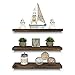 Mark One Home Goods Rustic Farmhouse 3 Tier Justified Floating Wood Shelf - Floating Wall Shelves (Set of 3), Hardware and Fasteners Included (Walnut, 24