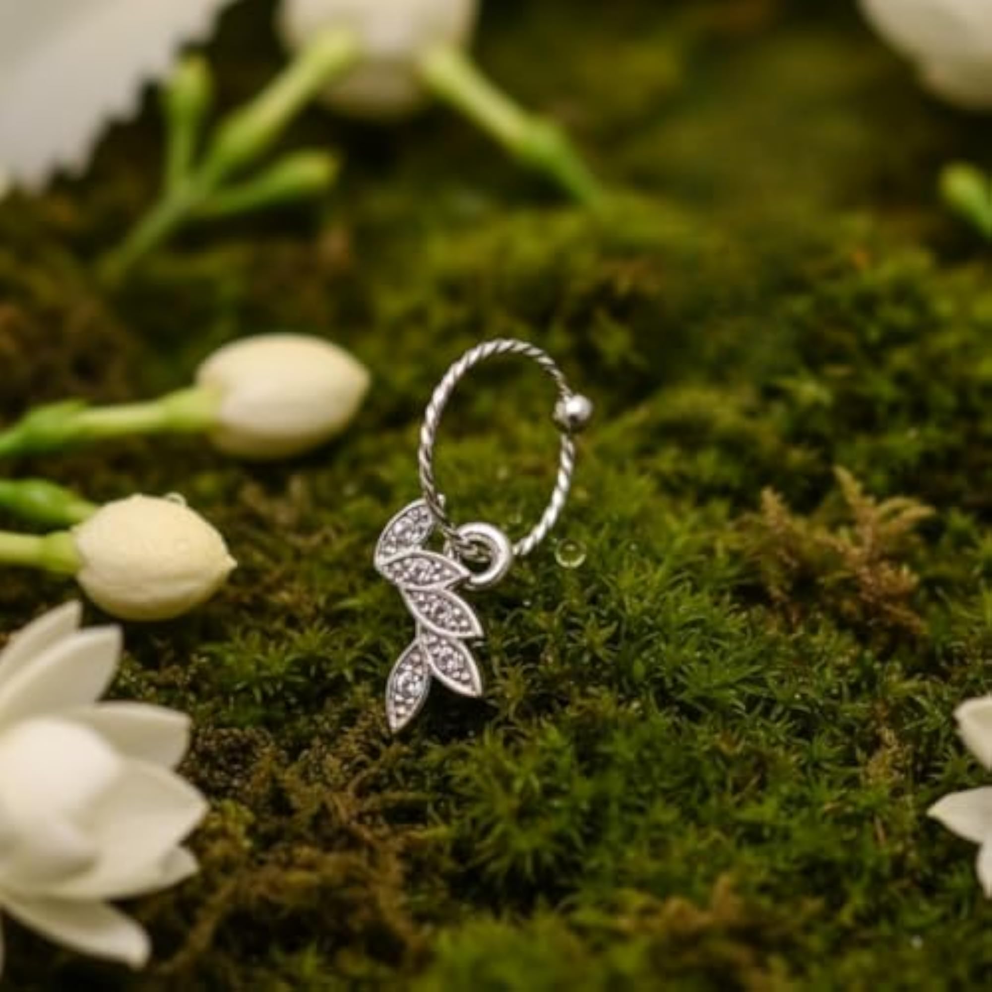 Dainty CZ Leaf Botanical Piercing Jewelry, Versatile