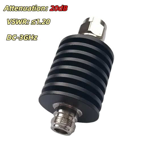 20db 25w n type rf attenuator - 50 ohm fixed coaxial attenuator dc-3ghz with n connector for rf testing ham radio amp signal generator