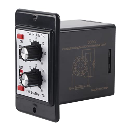 ツインタイマースイッチタイムコントローラー、6S-60Mオンオフタイマーリレーノブ制御、自動制御回路用防水防塵ツインタイマーリレー) (DC24V)