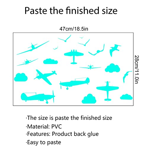 Pakykai Luminous Airplane Cloud Wall Sticker,Glow In The Dark Wall Decals, Luminous Decoration For Kids Bedroom, Wall Decor For Boys And Girls Gift #TOP5