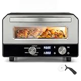 【ACCESSORI PRATICI INCLUSI】Il forno viene fornito con una pietra per pizza rimovibile che immagazzina il calore per una base croccante, oltre a una pala per pizza dedicata per servire e tagliare facilmente i tuoi preparati.