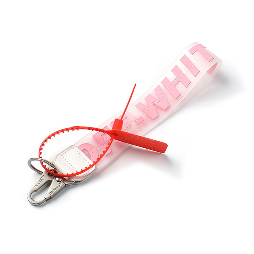 FunwaretechFunwaretech Off Classic White Keychain Wristlet Straps, Lanyard Fashion Keychain Accessories for Women Men, Badge Holders for Keys, Wallet, Bags, Wrist, Jeans Decor, PVC，Pink