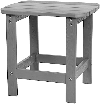 Flash Furniture Charlestown-Mesa Auxiliar Adirondack de Madera de poliresina para Todo Tipo de Clima de Calidad, Poliestireno, Gray, Set of 1 Flash Furniture Charlestown-Mesa Auxiliar Adirondack de Madera de poliresina para Todo Tipo de Clima de Calidad, Poliestireno, Gray, Set of 1
