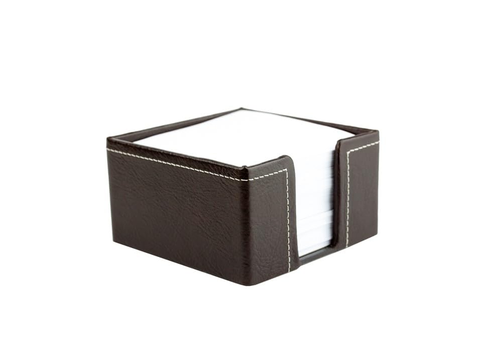 DELMON VARONE Zettelkasten Premium Leder Soft Grain braun Zettelbox 500 Blatt Papier Notizklotz Echtleder Box Schreibtisch Büro