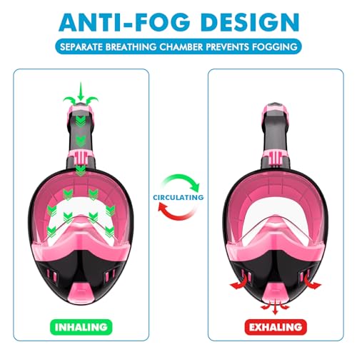 Máscara de Snorkel de Cara Completa Snorklix para Adultos y Niños con Sistema de Respiración Dry Top y Montura para Cámara Desmontable, Vista Panorámica de 180 Grados miniatura 4