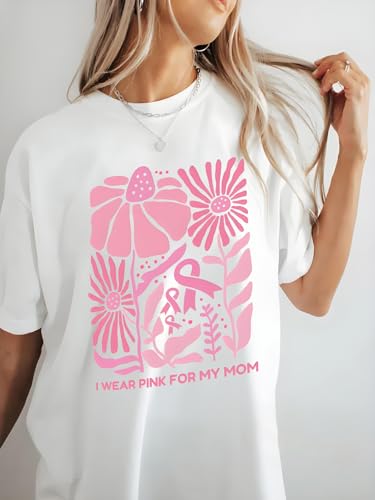 Breast Cancer Shirts for Women: Oversized Breast Cancer Awareness Shirt Pink Ribbon Tee Cancer Survivor Graphic Tops
