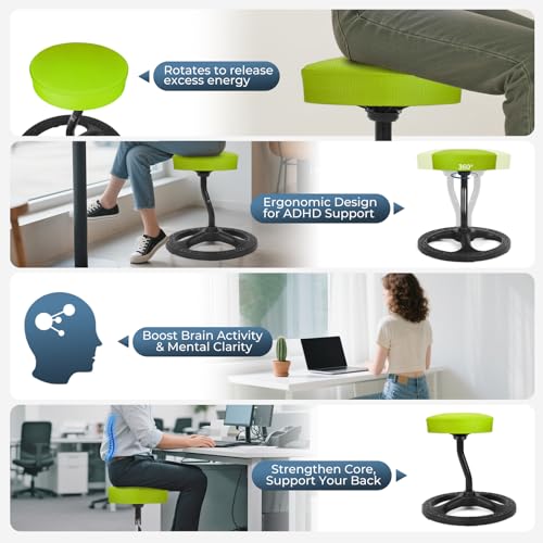 Image of ADHD Chair for Kids, Yoga Chairs for Adults, Wobble Stool Active Flexible Seating Desk Chair with Non-Slip Base and Washable Seat Cover for Stability, Balance, Yoga, Office, School, Classroom