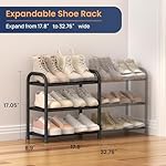 ENJOYBASICS Expandable Shoe Rack, 3 Tier Adjustable Shoe Organizer Shelf for Closet, Black Metal Free Standing Shoe Rack Storage for Small Space, Entryway - Image 2
