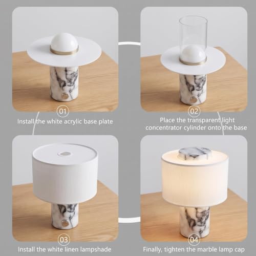 VIYAE DEESY Mini Marble Lamp, Rechargeable Cordless Stone Touch Table Lamp - image 4