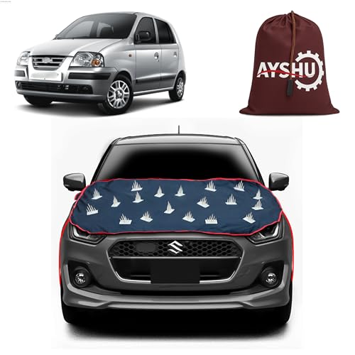 Image of AYSHU Dustproof Car Protection with Spikes for Dogs Compatible with Hyundai Santro Xing | Anti-Scratch Bonnet Guard | Heavy Duty Waterproof & UV Resistant Car Body Cover, Black