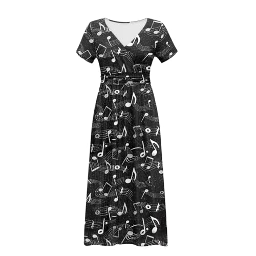 Image of Women's Fall Summer Short Sleeve Ankle Length V-Neck Party Dress with Pockets Size S-3XL