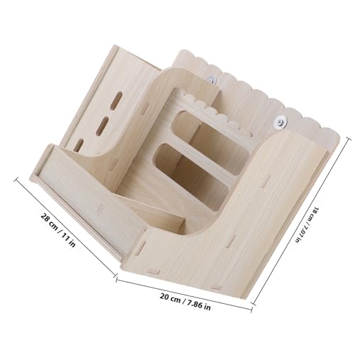 Comedero resistente de madera LALAFINA para jaulas de conejos 3