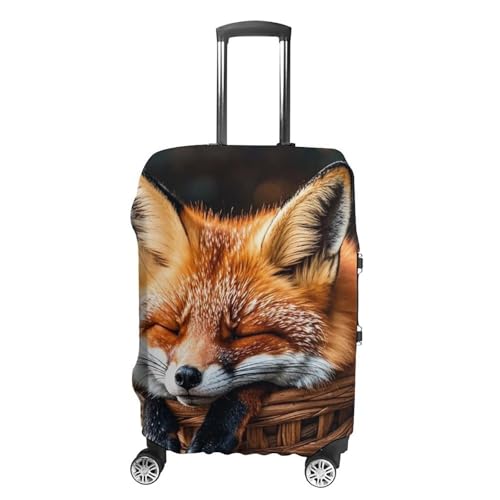 Funny Fox Creature Sleeping Luggage Cover, Washable Elastic Suitcase Cover Protector Fit 18-32 Inch Luggage