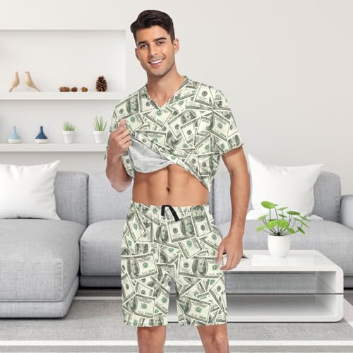 Laprad Men's Pajamas Set Two Piece Short Sleeve Sleepwear Loungewear V-Neck with Pockets4