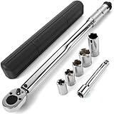 JiiinMiiin トルクレンチ プレセット型 トルク対応レンジ 28〜210N・m 差込角12.7mm (1/2インチ) 車 タイヤ交換 14/17/19/24mm+21mm薄口ロングソケット、エクステンションバー付属 収納に便利なケース付き