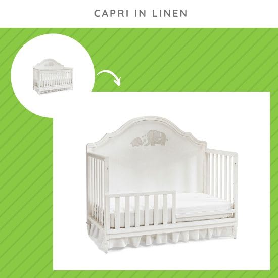 Image of Toddler Bed Safety Guard Rail for Dolce Babi Convertible Cribs - Solid Wood Rail for Convertible Crib to Toddler Bed Conversion - Safety Bed Rail for Children (Linen)