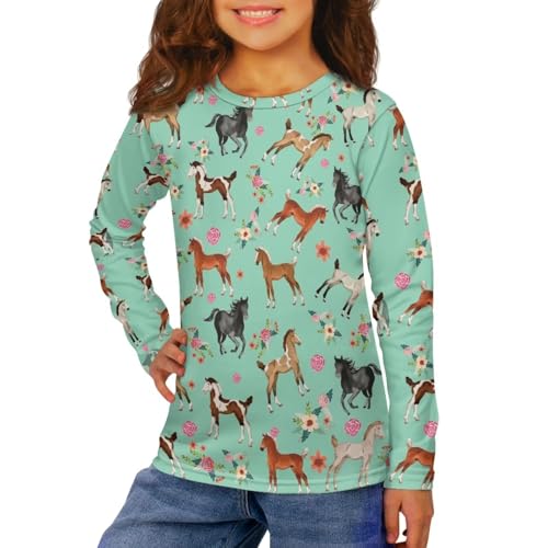 Renewold Long Sleeve Crewneck T Shirts Boys Girls Tees Kids T-Shirt Casual Tops Clothing for Sport Home School