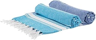Nicola Spring Set of 2 Blue & Navy 170cm x 90cm 100% Turkish Cotton Bath Towel - Lightweight & Absorbent Large Adults Drying Beach Bathroom Gym Shower Sauna