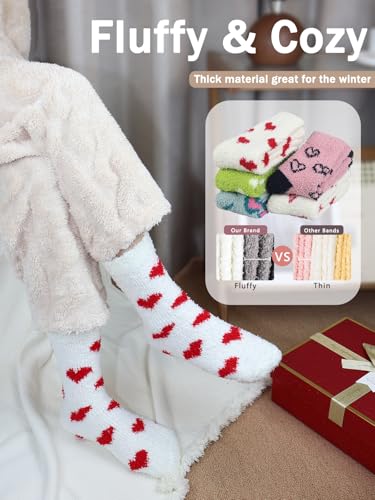 Image of Ginmewrae Fuzzy Socks for Women, Mothers Day Gifts Cozy Warm Fluffy Socks Thick Slipper Socks Birthday Valentine's Day Gifts