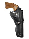Barsony New Black Leather Western Style Gun Holster for 6 inch Revolvers (S&W K&L 686 686+, Right)