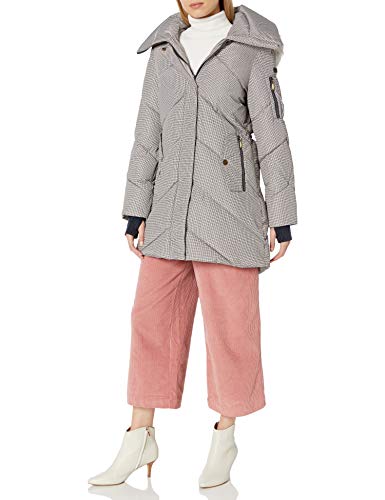 BCBGeneration Women's Chevron Quilt with Faux Fur Hood, Hndth, Large