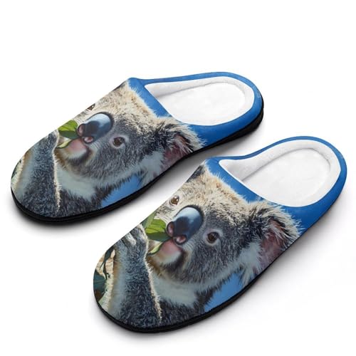Cute Koala Women's Cotton Slippers Indoor Outdoor Slip-on Warm House Shoes with Anti-Skid Rubber Sole