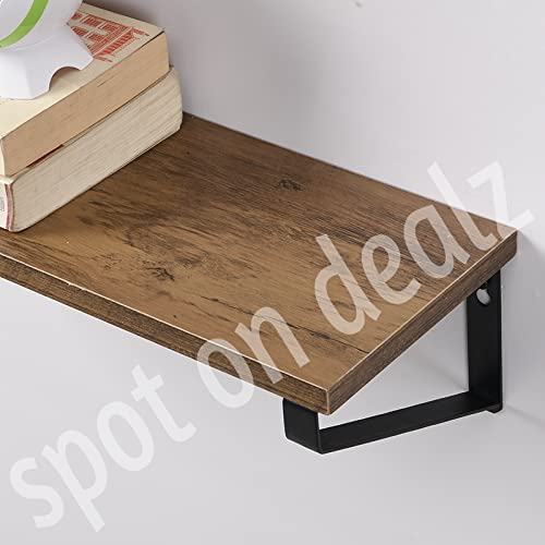 spot on dealz® Set of 3 Rectangle Black floating decorative hanging shelves with MDF wood rustic shelf and metal wire frame industrial wall mounted shelving unit Living Room furniture - Cosy Home Interiors spot on dealz® Set of 3 Rectangle Black floating decorative hanging shelves with MDF wood rustic shelf and metal wire frame industrial wall mounted shelving unit Living Room furniture - Image 7