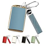 QBUC for Mazda Key Fob Cover Case with Leather Keychain for 2019-2023 Mazda 3, Mazda 6, Mazda 3 Hatchback, 2020-2023 Mazda CX-5, CX-9, CX-30 (2/3/4 Buttons) (Blue)