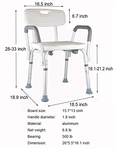 Tabouret de douche ergonomique avec dossier et accoudoirs