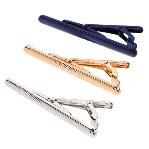 Clips de corbata para hombre Beaupretty azul amarillo plata 5