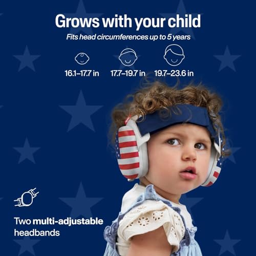 Image of Alpine Muffy Baby Comfort, America250 Special Edition, Protects Hearing for Babies & Toddlers, CE & ANSI Certified, Safe fit & Comfort, Multi-adjustable from 3 months up to 5 yrs, 24dB, Fourth of July