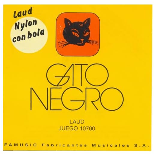 Juego de cuerdas para Laúd NYLON 12 cdas nylon y entorchadas nylon Ferrer Gato Negro. Cuerdas dobles. LA-MI-SI-FA#-DO#-SOL# Fabricado artesanalmente en España desde 1868.
