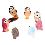 Kisangel 7 Stück Teiliges Mini Eulen Ornament Harz Kleine Handgefertigte Dekofigur für Garten...