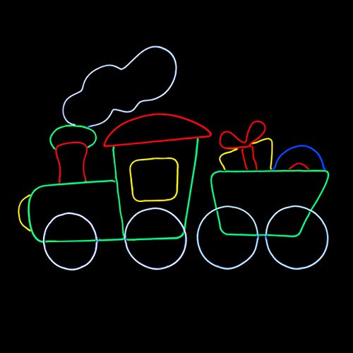 Neon LED Christmas Train and Car Motif – Lighted Silhouette – 67 Inch