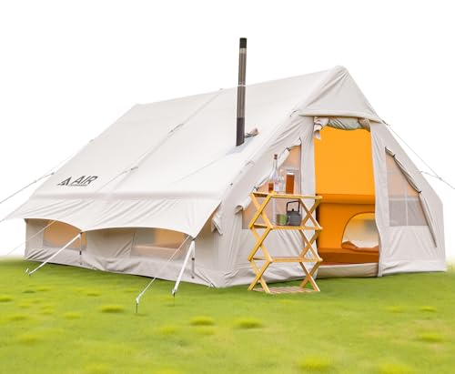 Tente Gonflable pour 4 à 10 Personnes avec Pompe intégrée, étanche et Coupe-Vent, Montage Rapide, Tente de...