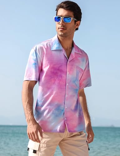 ELETOP Men's Hawaiian Shirt Tropical Beach Shirts Short Sleeve Aloha Floral Vacation Button Down Shirts4