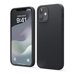 elago Liquid Silicone Case Compatibel met iPhone 12 Hoesje & Compatibel met iPhone 12 Pro Hoesje (6,1″) – Vloeibaar Siliconen Beschermhoes, Complete Bescherming: 3-laags Schokbestendig (Zwart)