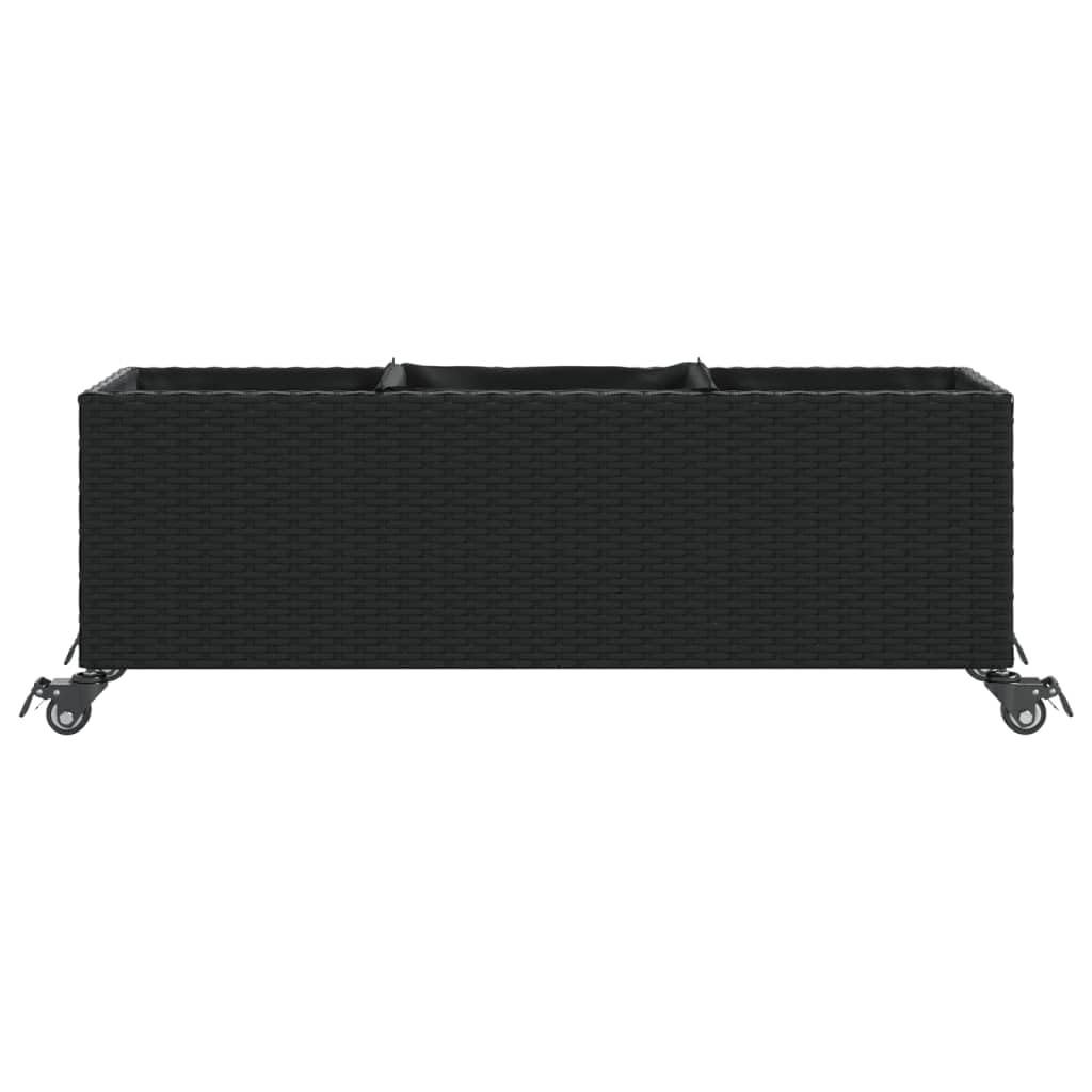 Pflanzkübel Mit Rollen 2 STK Schwarz 107x32x38 cm Poly Rattan