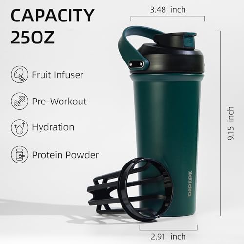 Image of BJPKPK 25oz Insulated Protein Shaker Bottle Stainless Steel Cup with Handle