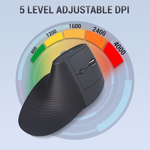 Image of Ant PC M200 Vertical Wireless Mice, Wireless Ergonomic Design, Rechargeable,5 Adjustable DPI, Silent 2.4GHz Optical Tunnel, USB Wireless Mouse for Laptop, PC Black