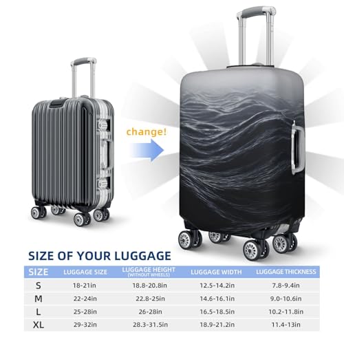 Luggage Cover Elastic Suitcase Cover (18-32 inch) Anti-Scratch Luggage Covers Deep black waves Travel Suitcase Covers Luggages Protector for Travel Adult Luggages Decorative2