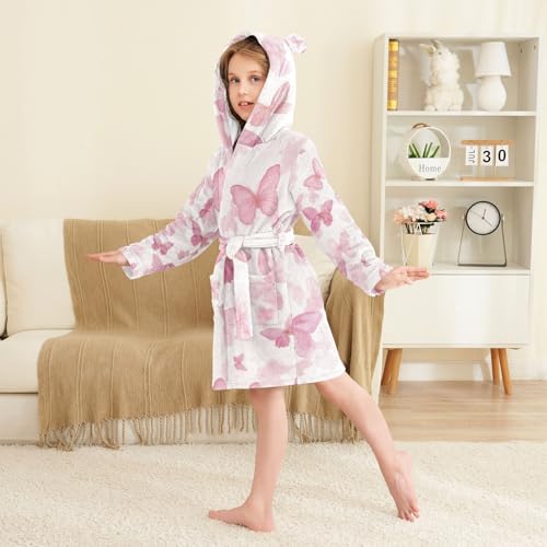 Butterflies Hooded Bathrobe For Girls Sleepwear For Girls3
