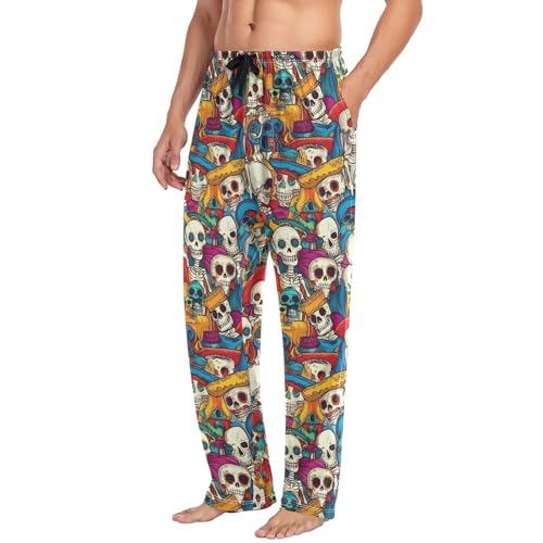 ALAZA The Day Of Dead Skeletons Pajama Pants Mens Lounge Pjs3