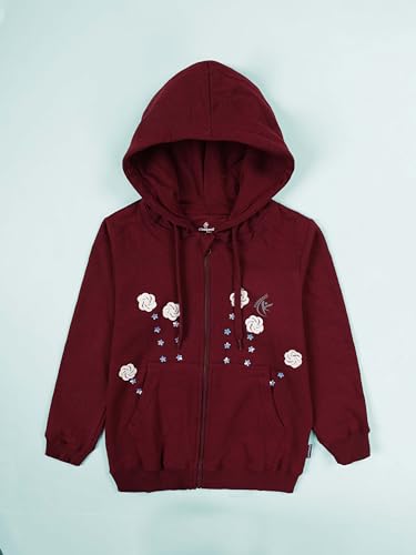 Image of KiddoPanti Boys Solid Cotton Full Sleeve Zip-Up Front Open Hooded Sweatshirt