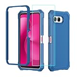 Lozeguyc for T-Mobile Revvl 8 5G Case with Screen Protector,Full Body Protection Front PC Back Soft Silicone Bumper,Heavy Duty Protection Shockproof Phone Case for T-Mobile Revvl 8 Blue