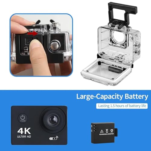 Image of 4K Action Camera 16mp (with 16 Accessories) - WiFi, Memory Card Support, 170� Wide Angle (Mix Black)