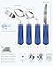 BaseSmall Adaptive Utensils (4-Piece Set) Weighted 7 oz - 42° Angled Utensils for Parkinson's Patients, Hand Tremors, Arthritis & Elderly - Eating Utensils for Elderly (Blue: Right Handed)