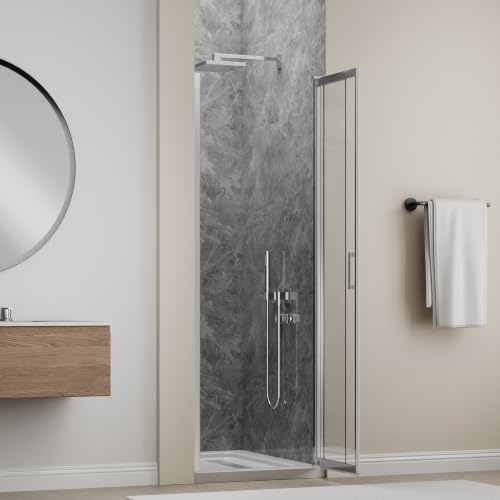 Image of 24-26 inch W x 72 inch H Pivot Shower Door, 3 /16 inch(5mm) Glass, Polished Chrome